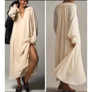 Anthropologie Cream Long Sleeve Dress